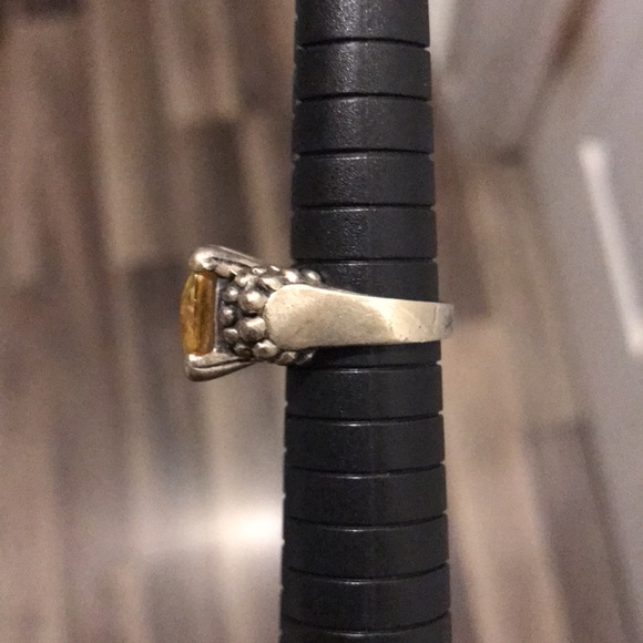 Sterling Thailand yellow glass ring size 5 - Picture 4 of 15